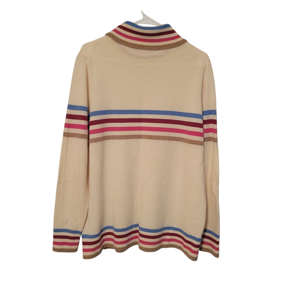 Lands' End Wool/Cashmere Retro Classic Preppy Turtleneck Sweater, Size L/XL - Picture 2 of 7